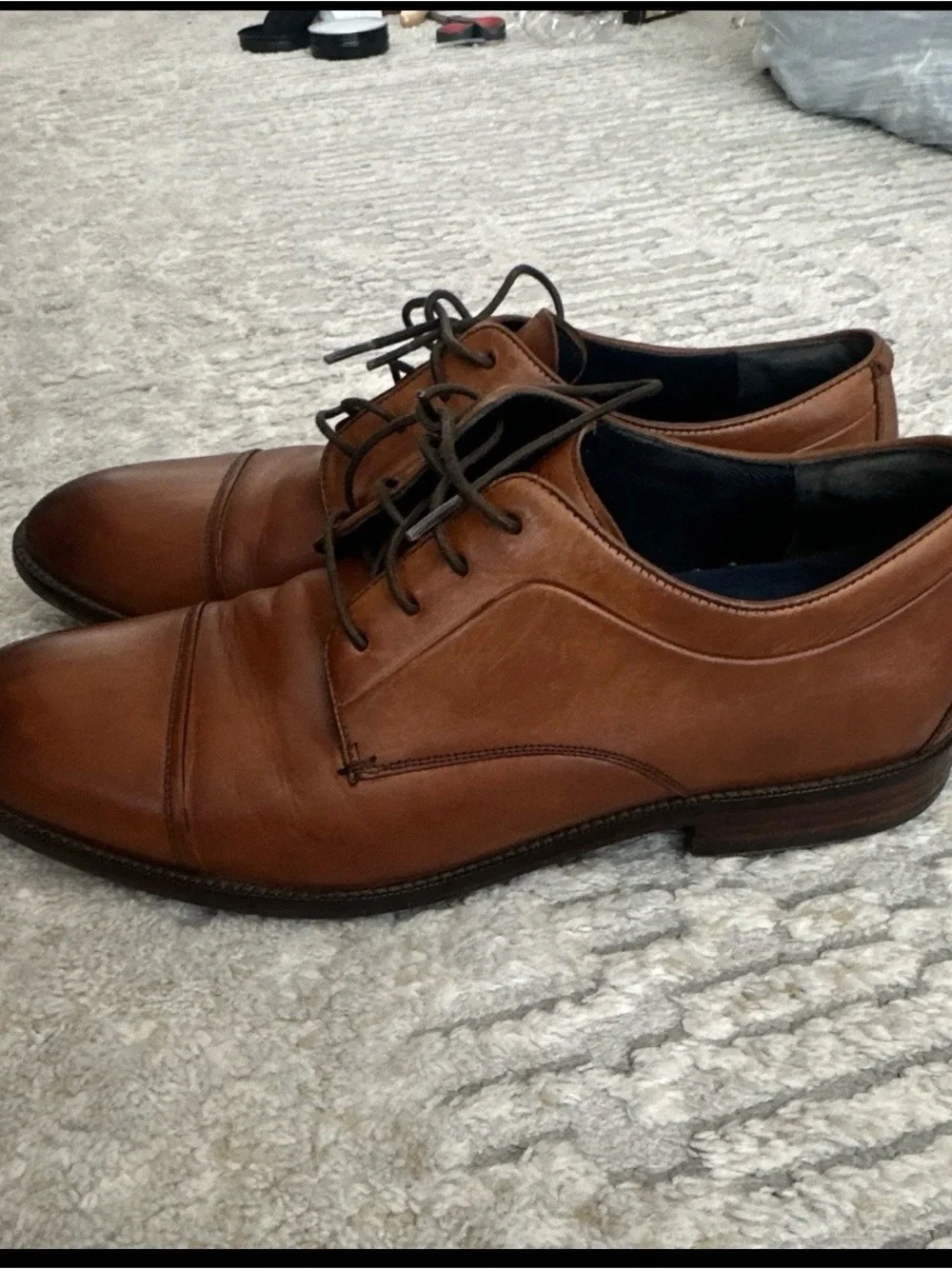 Cole Haan Men's Tan Brown Leather Derby Shoes